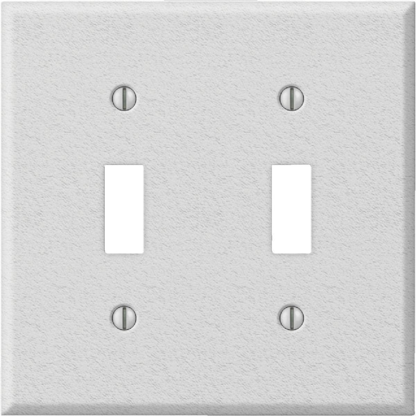 Amerelle PRO 2-Gang Stamped Steel Toggle Switch Wall Plate, White Wrinkle C982TTW - main